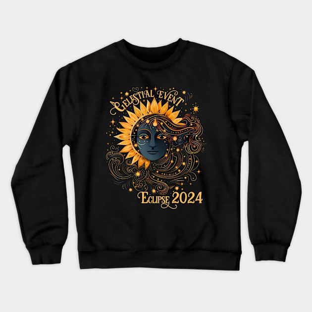 Celestial Event Total Solar Eclipse April 8 2024 Crewneck Sweatshirt by klei-nhanss